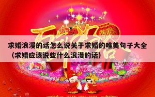 求婚浪漫的话怎么说关于求婚的唯美句子大全（求婚应该说些什么浪漫的话）