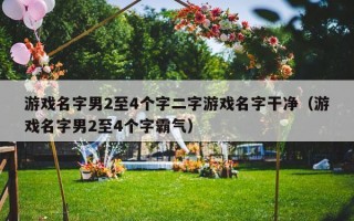 游戏名字男2至4个字二字游戏名字干净（游戏名字男2至4个字霸气）